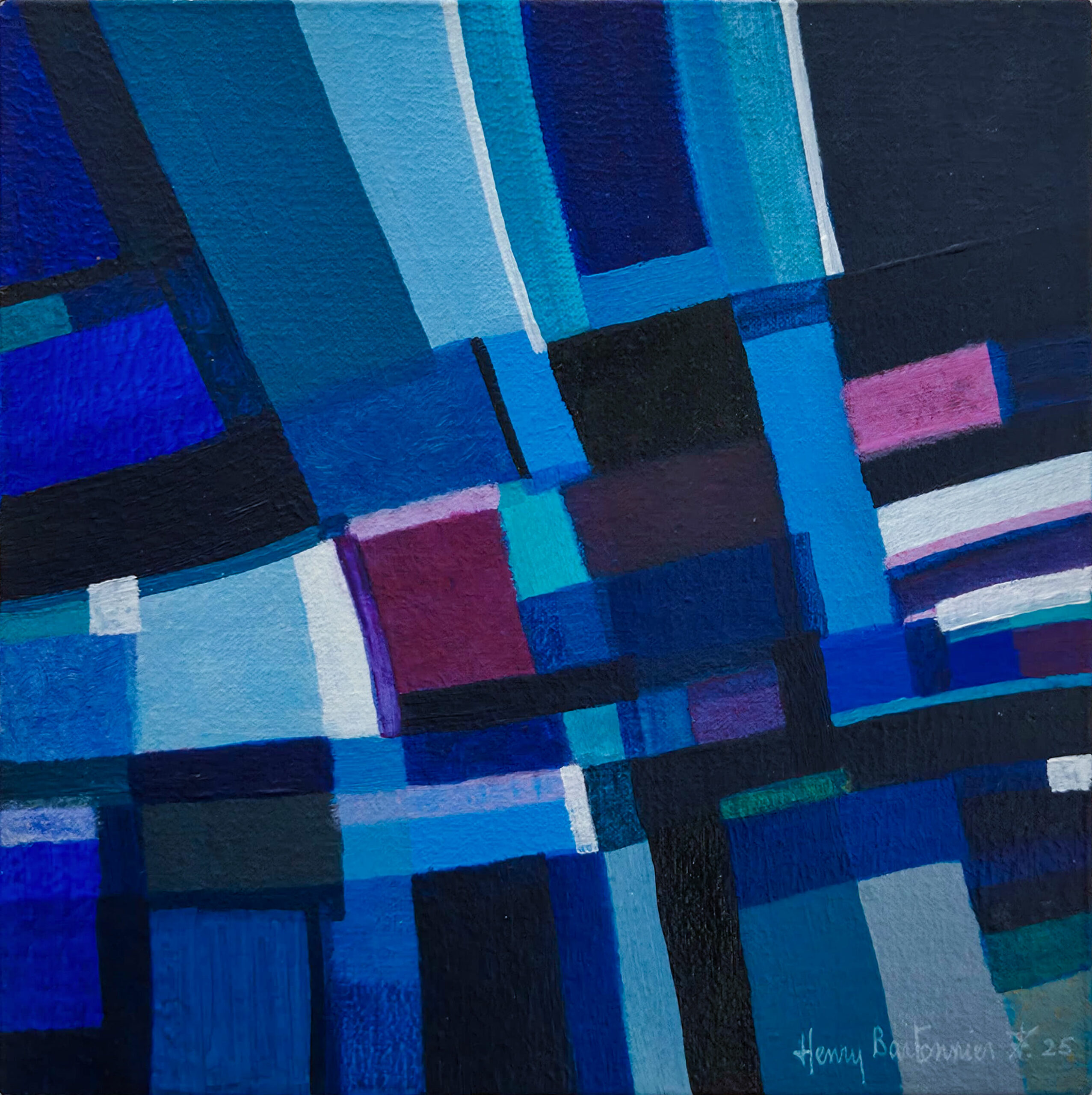 48-8 par Henry Bartonnier. Peinture acrylique abstraite sur carton entoilé 20x20cm