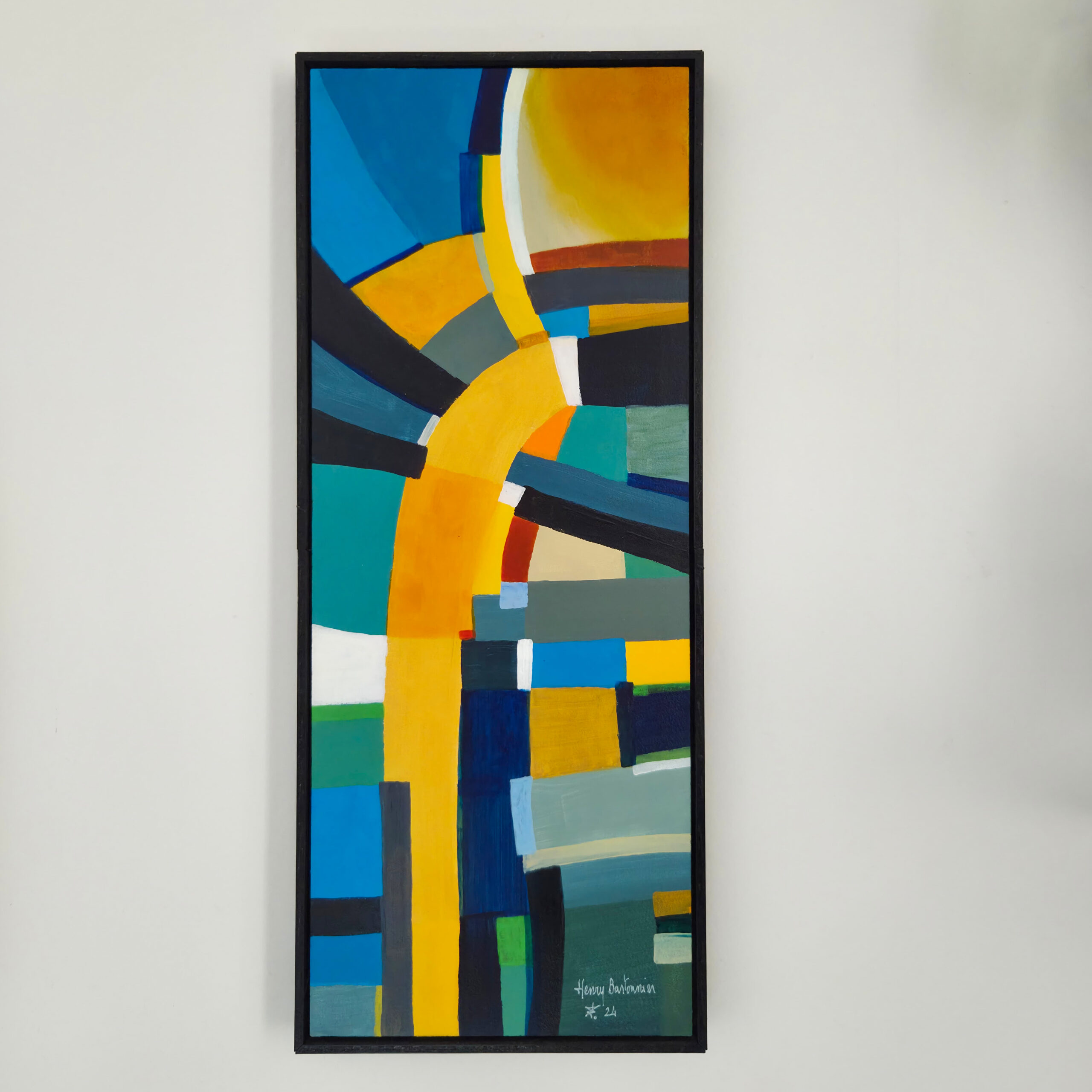 Rossignol - Peinture abstraite acrylique sur panneau bois - Henry Bartonnier