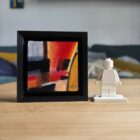 Petit tableau abstrait aux pastels à l'huile Sennelier (5x5cm, support 3D 7x7cm). Des bibelots décoratifs colorés pour une touche d'art chez vous. Collectionnez-les !