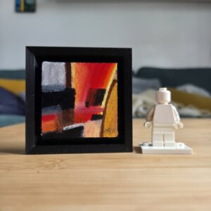 Petit tableau abstrait aux pastels à l'huile Sennelier (5x5cm, support 3D 7x7cm). Des bibelots décoratifs colorés pour une touche d'art chez vous. Collectionnez-les !