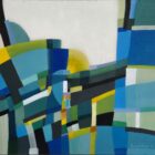 Peinture acrylique abstraite verte et blanche Greenman par Henry Bartonnier