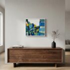 Simulation de la peinture Greenman à l'échelle dans un salon moderne